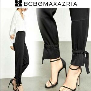 BCBGMaxAzria Black Tie-Cuff Pants